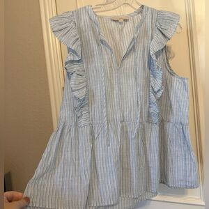 LOFT sleeveless with ruffle lightweight top. Size XL.